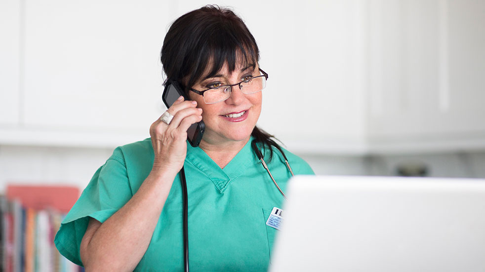 Wellbeing initiatives for key workers nurse on phone